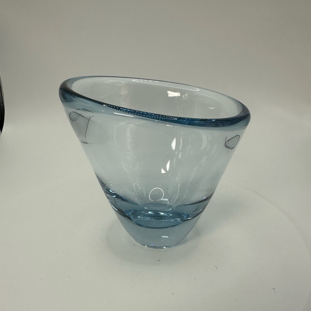 Thule vase designed by Per Lütken for Holmegaard. Ice blue. Signed.
